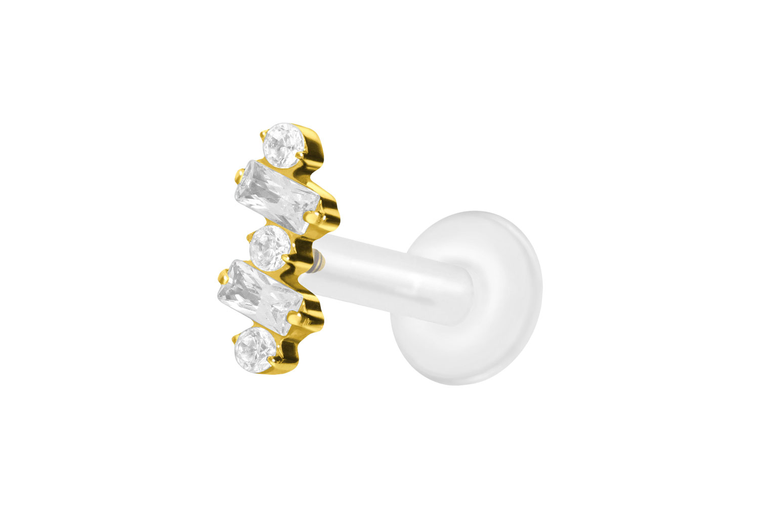 PTFE Labret Piercing mit Innengewinde + Titan-Aufsatz EINGEFASSTE KRISTALLE